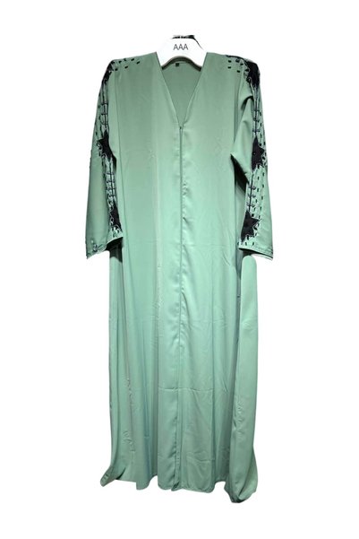 Bab almadina collection Mint green open abaya