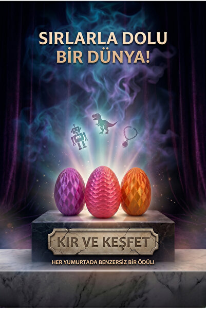 3DTAJ 3D Sürpriz Ejderha Yumurtası - Kırılabilir ve Hareketli Mini Ejderha Fi...