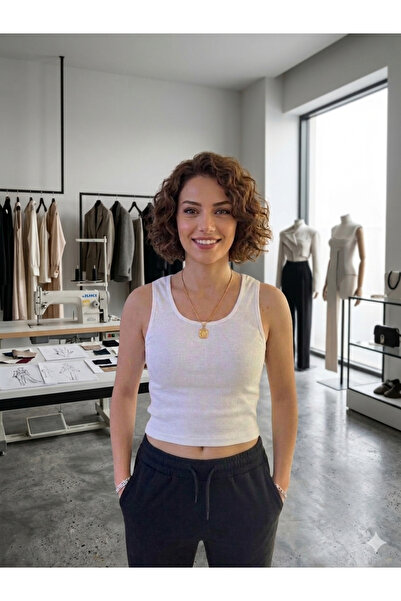 THE WHITE Γυναικεία μπλούζα με χοντρές τιράντες και ριμπ όψη, βασική μπλούζα