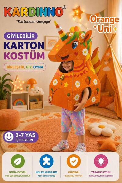 Orange Uni Eğitici Oyuncak Karton Giyilebilir Çocuk Kostümü Etkinlik Parti Kostümü