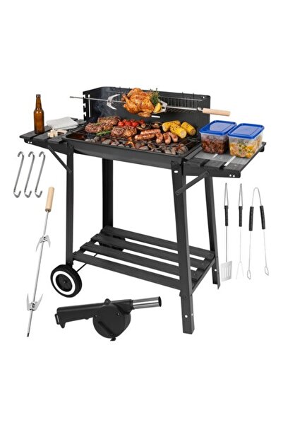 zola Κινητή ψησταριά, σχάρα περιστροφής, επάνω σχάρα, ράφια εργασίας, ανεμιστ...