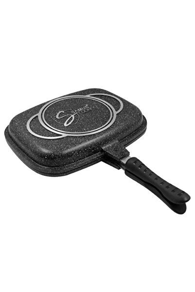 CasaDesteapta.ro Ορθογώνια διπλή σχάρα ψησίματος 36 εκ., αντικολλητική αλουμι...