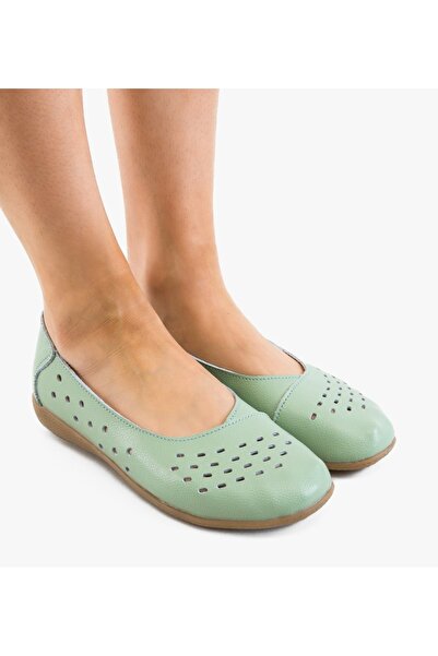 BENOTTİ Women's Vanga Green Ballet Flats