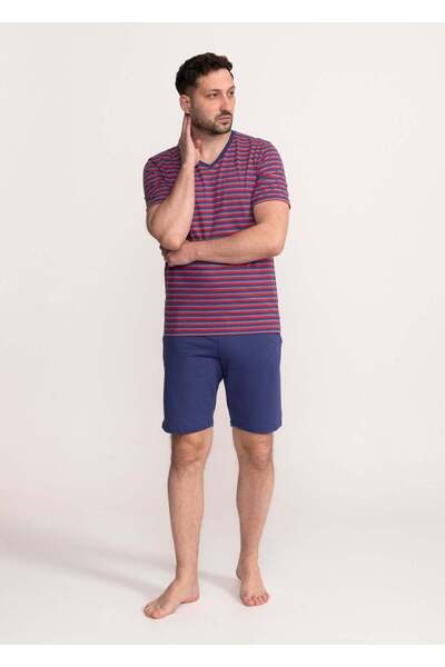 Soft&Seven by SOFIAMAN Ανδρικές Βαμβακερές Πιτζάμες Κόκκινες Γραμμές Αλεκ