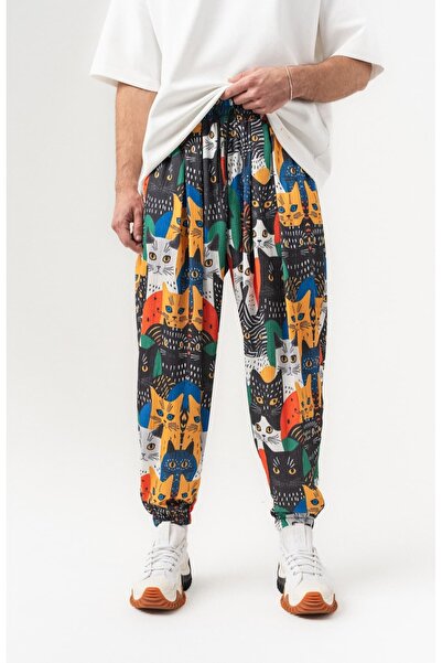 go gang own Cat Society Πλισέ Παντελόνι Σάλβαρ με Ελαστικές Μέση και Μανσέτες