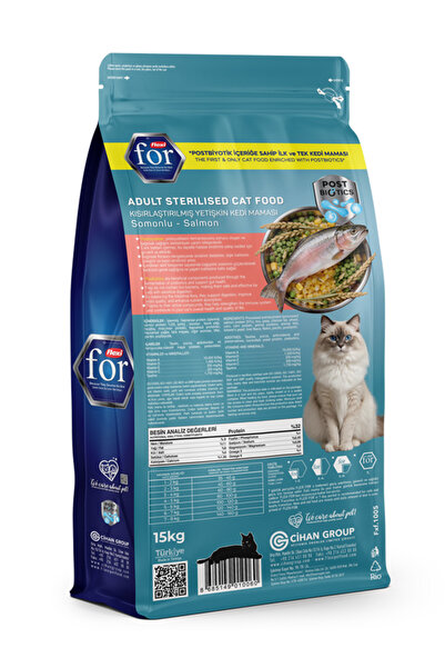 FlexiFor Kısırlaştırılmış Somonlu Postbiyotik Kedi Maması - 15 Kg