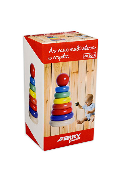 OEM Jucărie educativă din lemn, Turn de stivuit multicolor, 8 piese