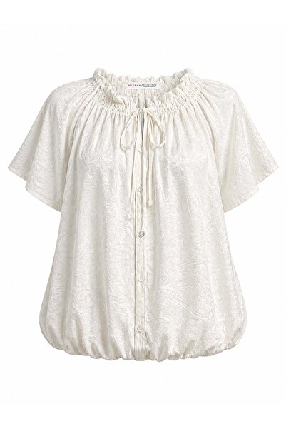 Mixray 4905 Γυναικεία μπλούζα με κορδόνι στο λαιμό και λεπτομέρεια δεσίματος,...