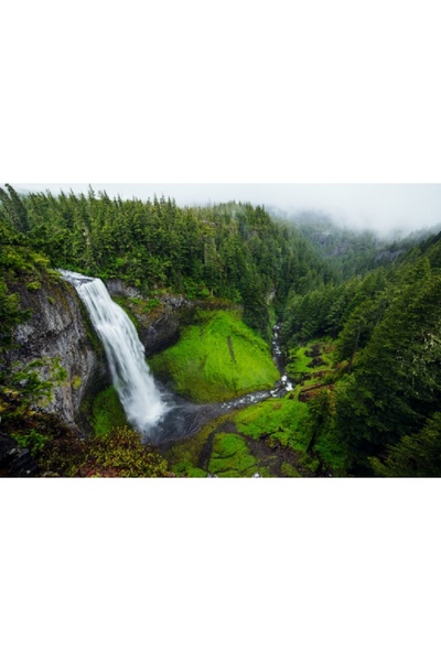 media Πίνακας σε καμβά: Καταρράκτης στο πράσινο δάσος, 105 x 70 εκ.