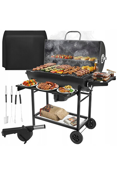 zola Κινητή ψησταριά ξύλου/κάρβουνου, καπάκι με θερμόμετρο, 2 ράφια, φυσητήρα...