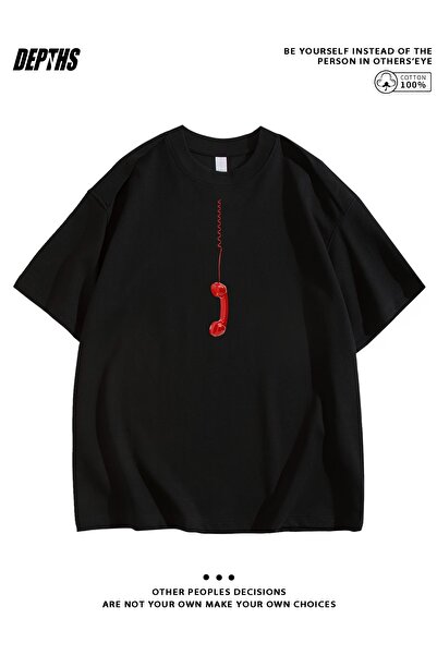 texila Unisex Phone Printed Oversize Crew Neck T-Shirt