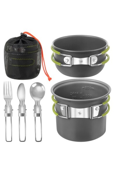 zola Σετ κάμπινγκ gatit, 2 κατσαρόλες 0.8/0.4 λίτρων, πτυσσόμενο, συμπαγές, π...