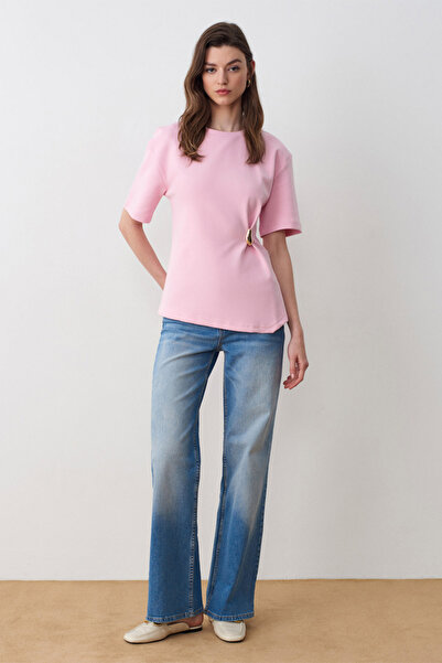 Dilvin 32445 AKSESUAR DETAYLI KISA KOLLU T-SHIRT