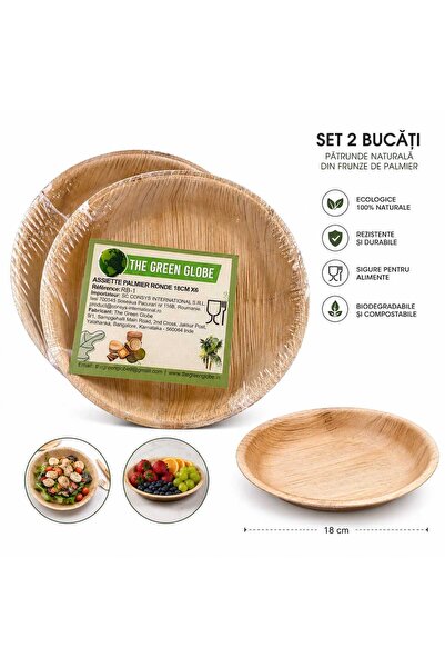 Home Set 2 farfurii rotunde realizate din frunze de palmier