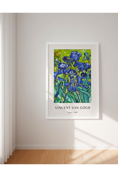 Carmen Van Gogh - İris Süsen Çiçeği - Çerçeveli Tablo (Naturel, Siyah, Beyaz ...