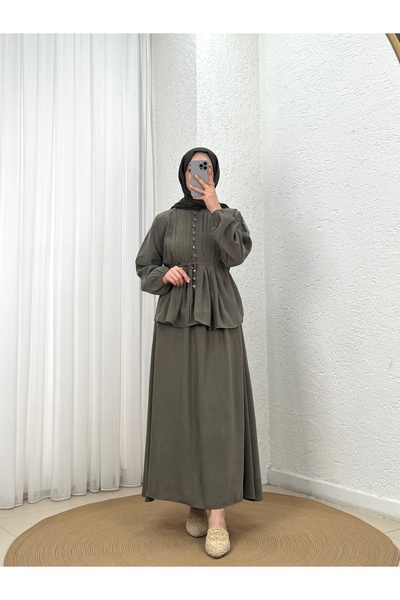 MİHRA STORE Σετ Φούστας με Ριμπ Λεπτομέρειες Tomurcuk-ZN7831 Χρώμα Μέντα