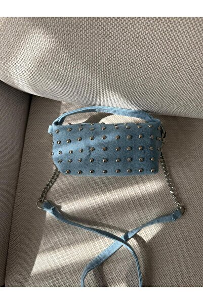 melecco Denim Chain Strap Women's Bag Staple Detailed Mini Shoulder Bag Styli...