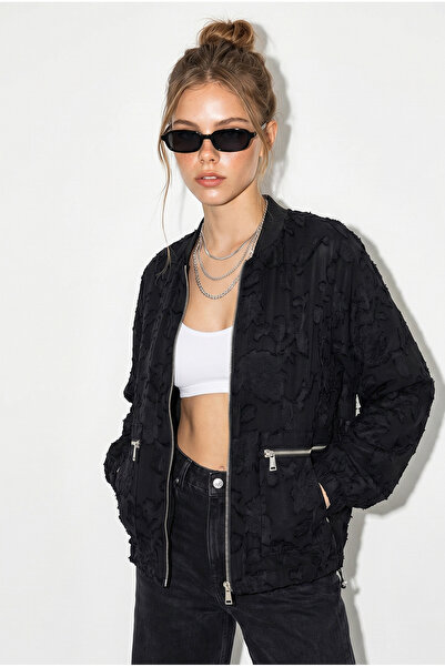 Bianco Lucci Γυναικείο μπουφάν με φερμουάρ από σιφόν oversized 2913 60286024