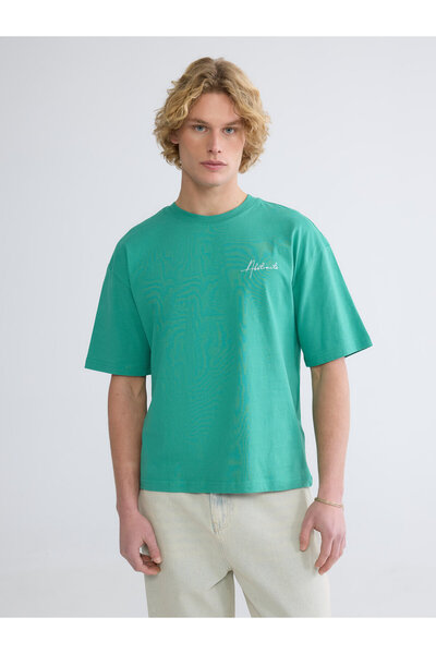 LC Waikiki Tricou bărbătesc cu croială largă, guler rotund, brodat