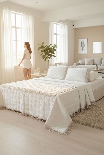BELENAY HOME DANTELLİ ÇİFT KİŞİLİK KAPİTONELİ YATAK ÖRTÜSÜ
