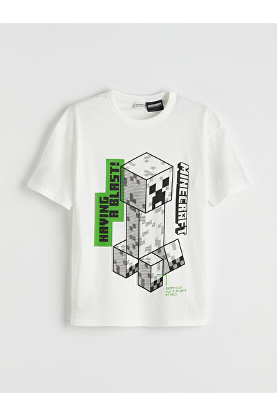 LC Waikiki Tricou de băieți cu guler rotund și imprimeu Minecraft