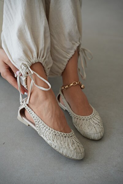 selin shoes Zovia Πλεκτή Λεπτομέρεια Γυναικεία Μπαλαρίνα - ΜΠΕΖ