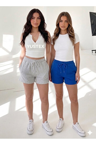 CAONNES Women's 2-Pack Shorts Eye-Catching Casual Styles with Grey-Blue Color...