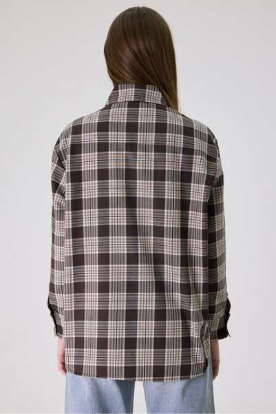 cracpot Women's Brown Plaid Shirt Regular Fit Lumberjack Shirt