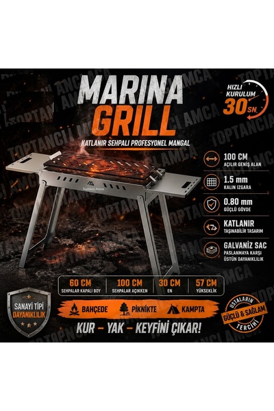 Toptancı Amca Katlanır Sehpalı Mangal 30 x 60 cm Açılır – Taşınabilir Piknik ...