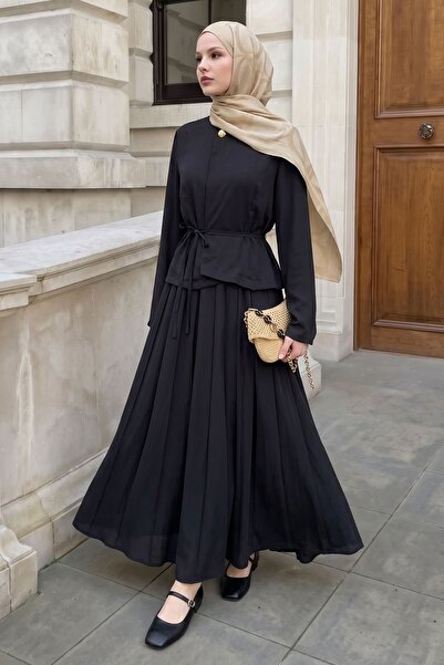 InStyle Μαύρο Σετ με Διπλή Φούστα και Ραμμένη Φούστα