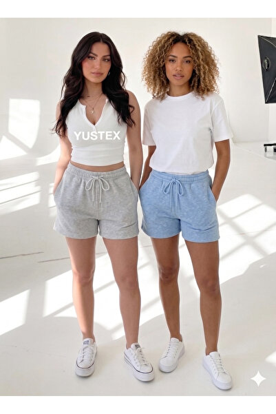 CAONNES Γυναικεία σορτς 2 τεμαχίων σε γκρι-ανοιχτό γαλάζιο χρώμα, εντυπωσιακά...