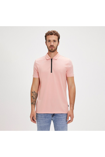 Bad Bear Cord Men's Pink Polo Neck T-Shirt