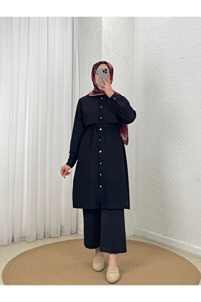 MİHRA STORE Μακρύ τουνίκ με μεταλλικά κουμπιά και μπολερό από μέταλλο - GS628...