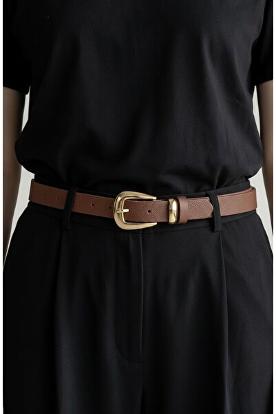 Gesa Women's Tan Belt with Gold Buckle
