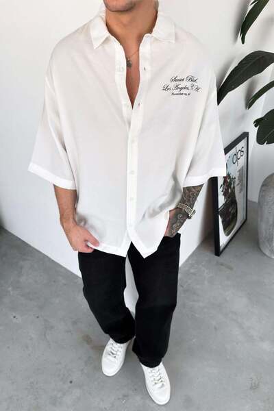 HAFKAGİYİM Λευκό πουκάμισο Sunsed Blud Oversize