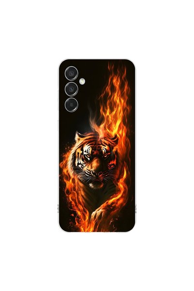 PPKin Samsung Galaxy M15 Compatible Tiger Design Transparent Case