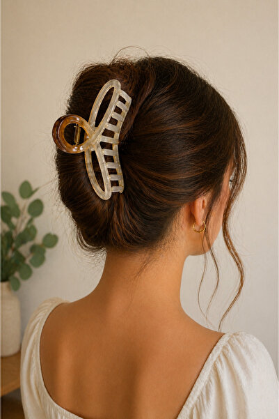 MakeWell Διαφανές ροζ κλιπ μαλλιών μεγάλου μεγέθους με κλάμερ για γυναικεία κ...