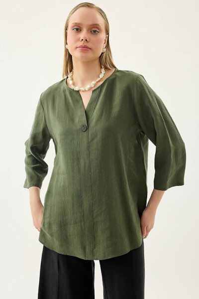 Vitrin Single Button Casual Blouse