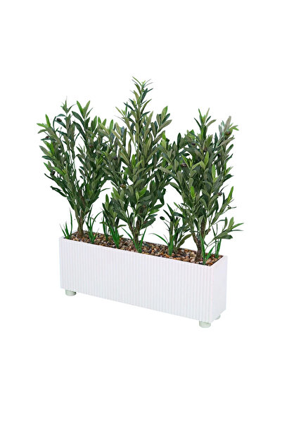 Al Hadaya Mall Elegant Plastic Tree Pot - White - 80x30x100 cm