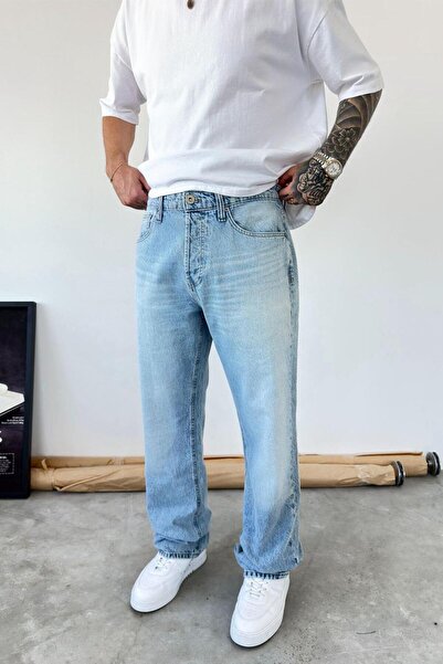 HAFKAGİYİM Ledeno plave široke pantalone