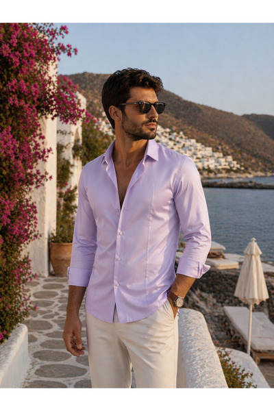 COLVIS MAN Cămașă pentru bărbați din bumbac satinat, slim fit