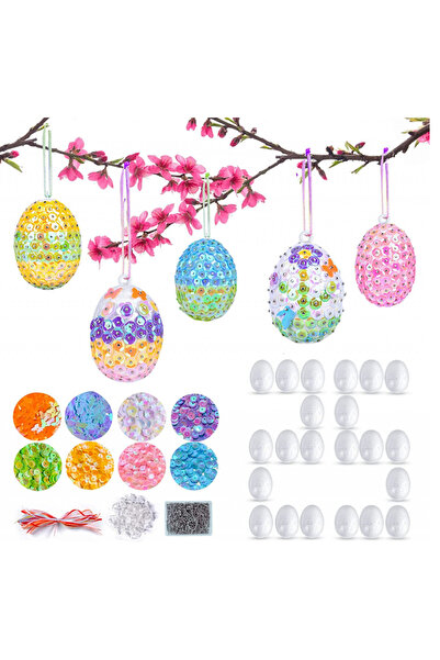 OEM Set 25 oua si accesorii pentru decorat de Paste, poliester, plastic, multicolor