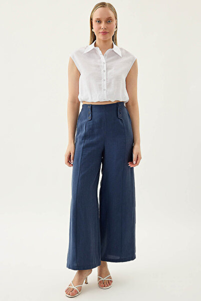 Vitrin Button Detailed Elastic Waist Trousers