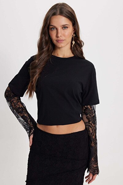 Tudors Γυναικείο μπλουζάκι με φαρδιά γραμμή, βαμβακερό, κοντομάνικο, με λεπτο...