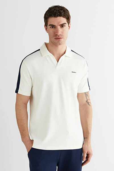 Gant Erkek Beyaz Regular Fit Şerit Detaylı Polo Yaka T-Shirt