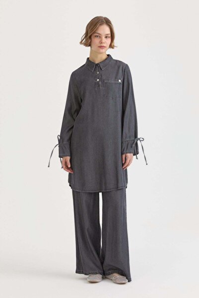 Nihan Lace Detailed Lyocell Trousers Tunic Set