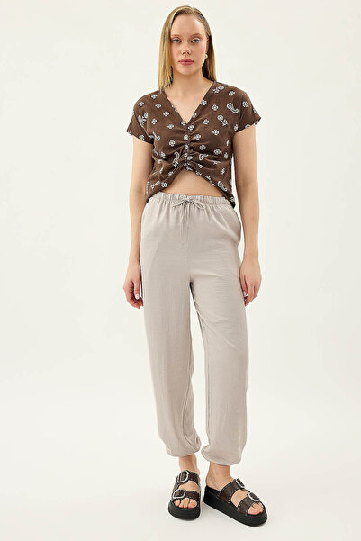 Vitrin Satin Shalwar Trousers with Elastic Waist