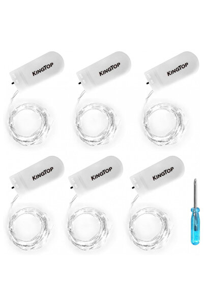 Kingtop Set 6 instalatii cu 20 LED uri Kingtop, 2 m, 9 W, sarma, plastic, alb...