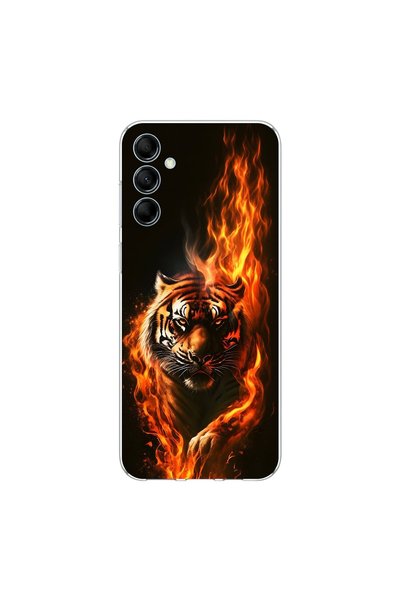 PPKin Samsung Galaxy M14 Compatible Tiger Design Transparent Case