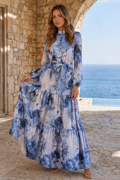 benguen Φόρεμα Τζέσικα με σχέδια, Τεσεττούρ, B597 Ναυτικό Μπλε